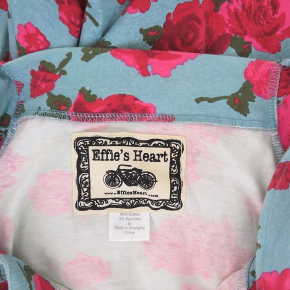 Effie's Heart Blue & Red Rose Swing Dress M - Picture 5 of 5